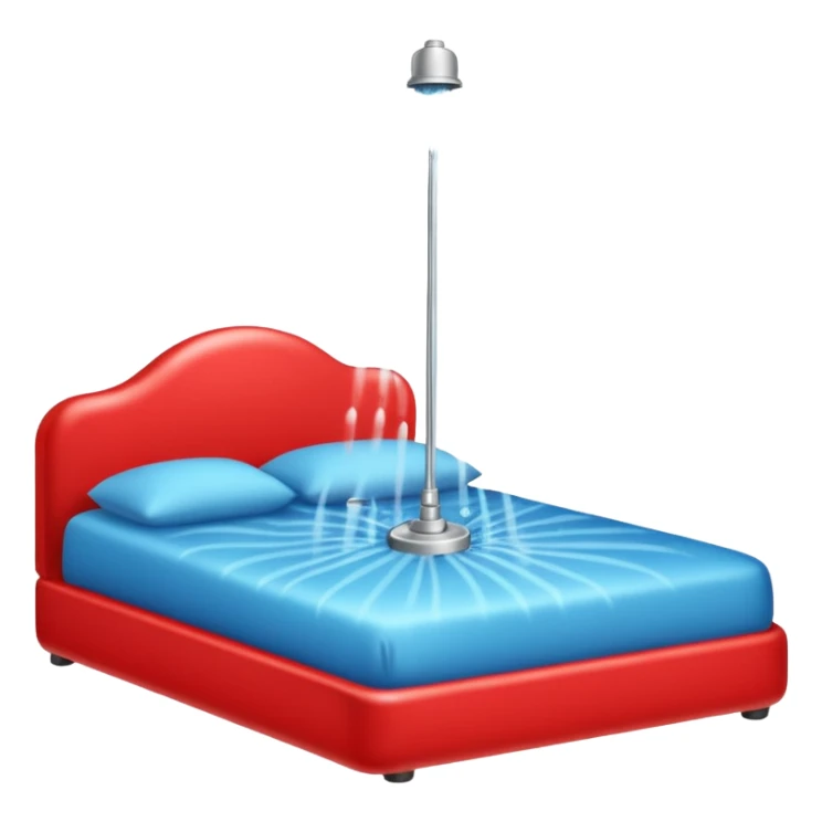 A red bed and a sprinkler on top of it! sticker