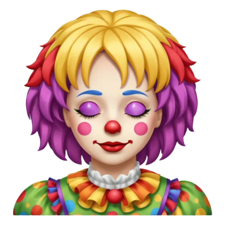 female clown sleeping eyes closed sticker