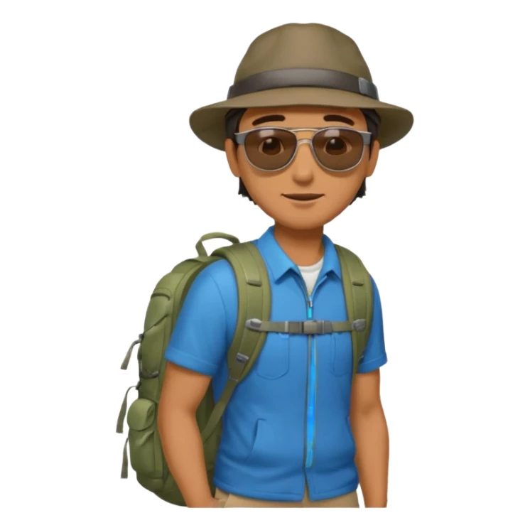 memoji face iphone: men, a solo hiker with carrying a few items sticker
