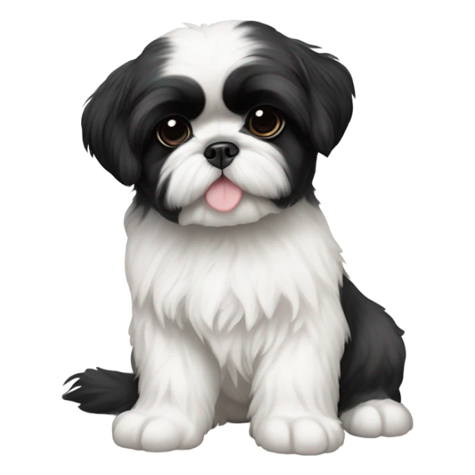 Two black and white shitz tzu puppies  sticker