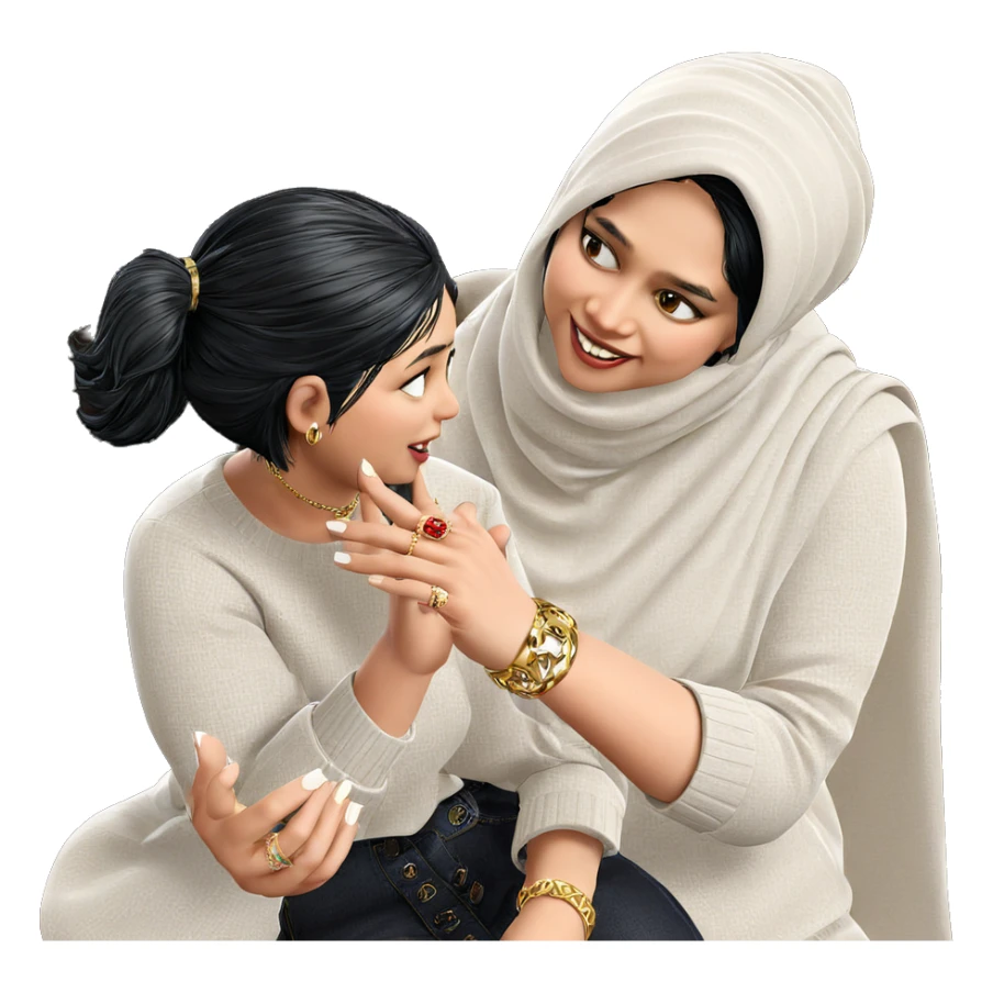 black haired girls in jewelry sticker