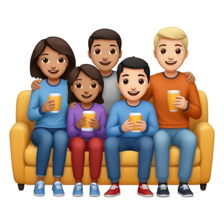 group of friends on couch having fun sticker