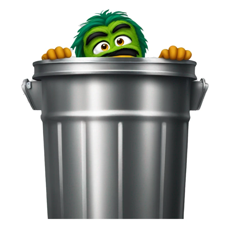 oscar the grouch inside metal trash can sticker