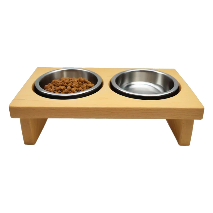 Elevated pine wood dog feeder with 2 bowls sticker