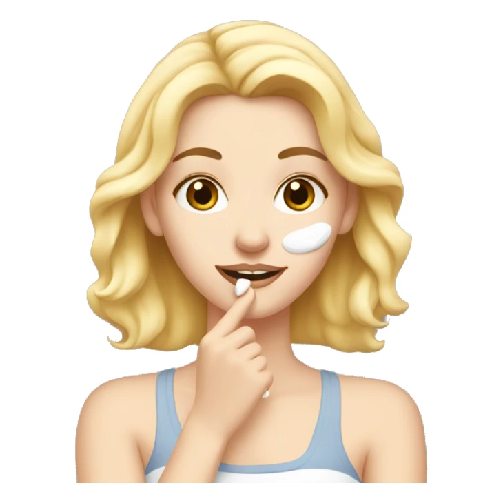 White girl applying face cream  sticker