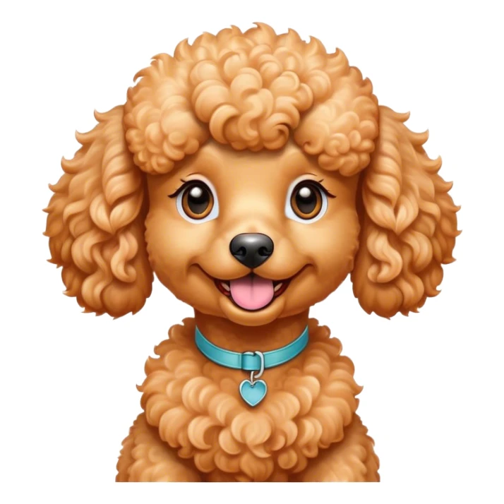 Cinematic Comical Apricot Poodle Portrait Emoji, Head tilted dramatically with an exaggeratedly amused expression, featuring a glossy, curly apricot Fur with a vibrant sheen, wide, expressive warm eyes filled with playful disbelief, Simplified yet hilariously expressive features, highly detailed, glowing with a slightly sassy glow, high shine, dramatic yet playful, stylized with an air of cheeky mischief, bright and endearing, soft glowing outline, capturing the essence of a spirited and over-the-top companion, so meme-worthy it feels like it could side-eye its way into internet fame instantly! sticker