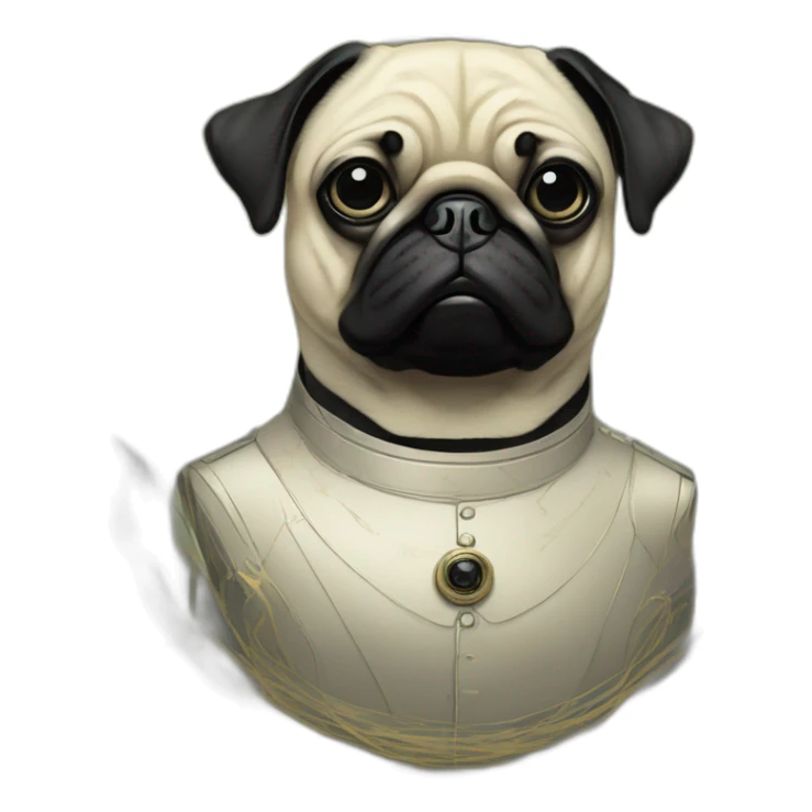 A cyberpunk black pug in Art Nouveau style during 1910 sticker