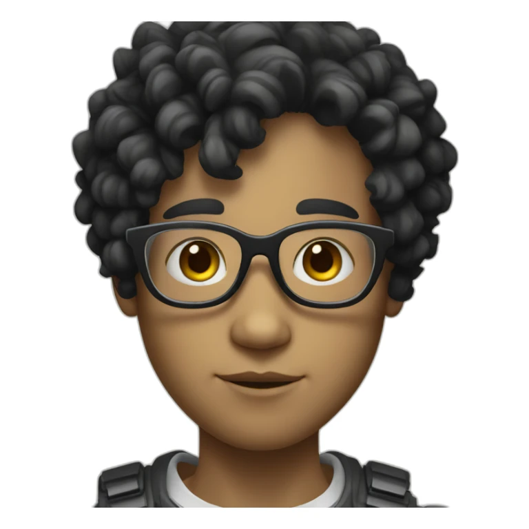 Young bot with glases, white skin ,weavy black hair sticker