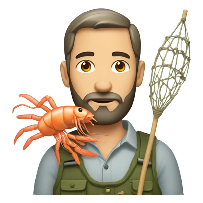 White Cajun man wearing a beard catching shrimps  sticker