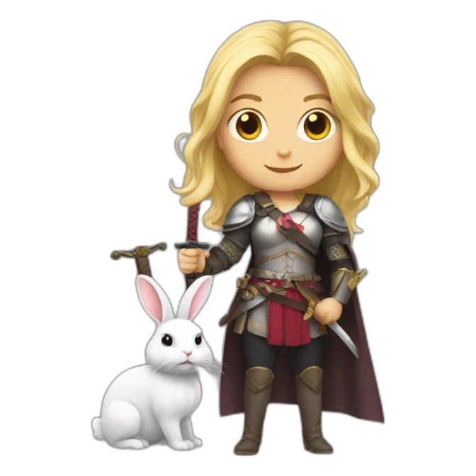 Woman blonde with sword and rabbit sticker