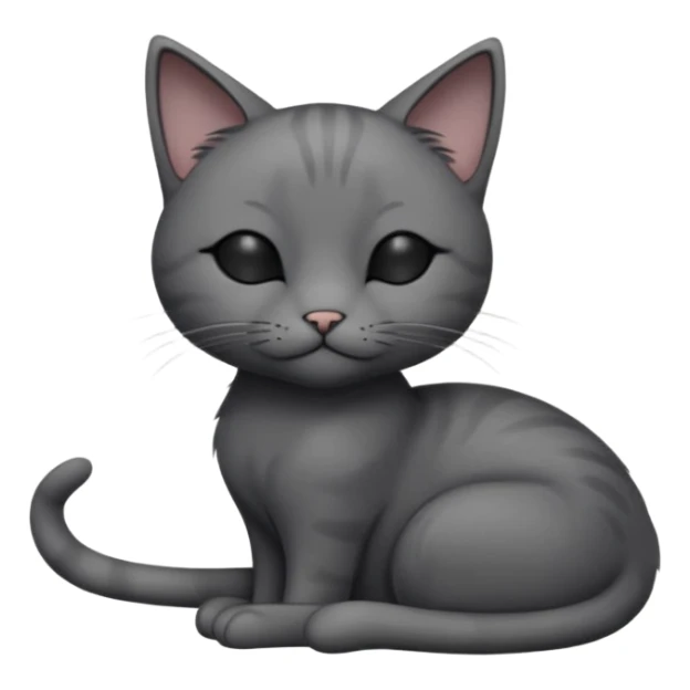 Skinny dark grey cat closed eyes sticker