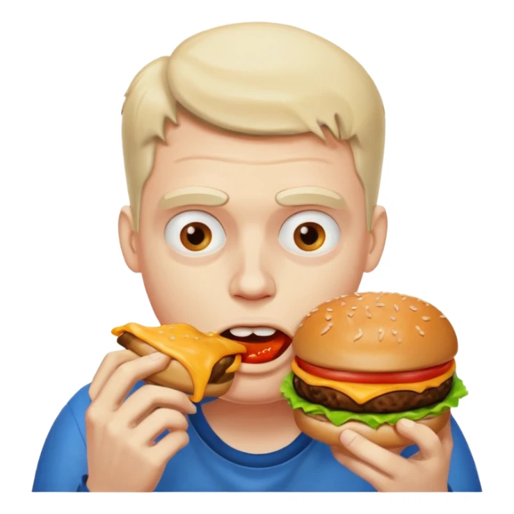 really fat obese man eating a burger messily sticker