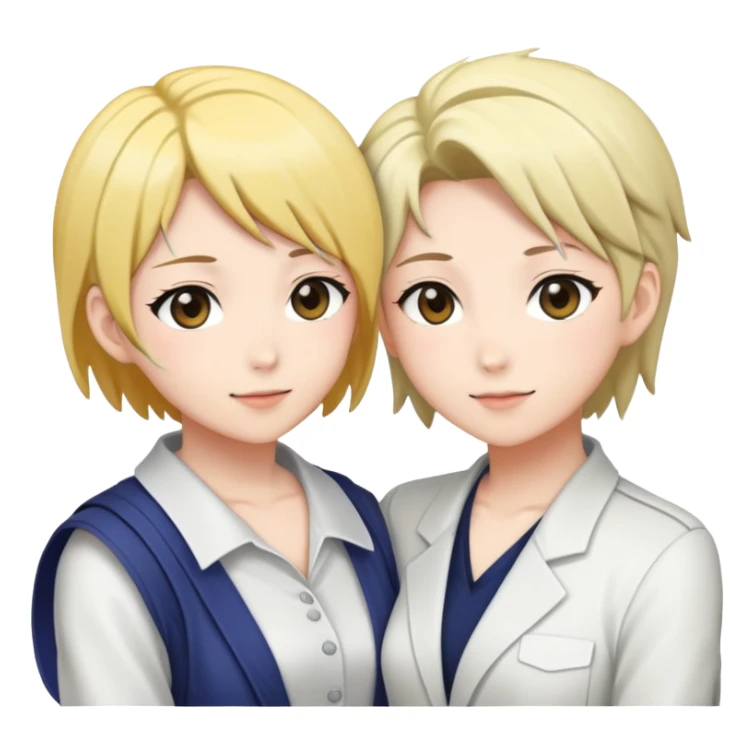 Lezbiyen çift baki animesi tarzinda  sticker