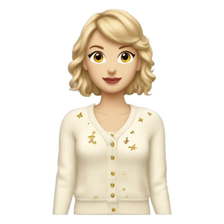 Taylor swift cream cardigan with stars not on anyone sticker