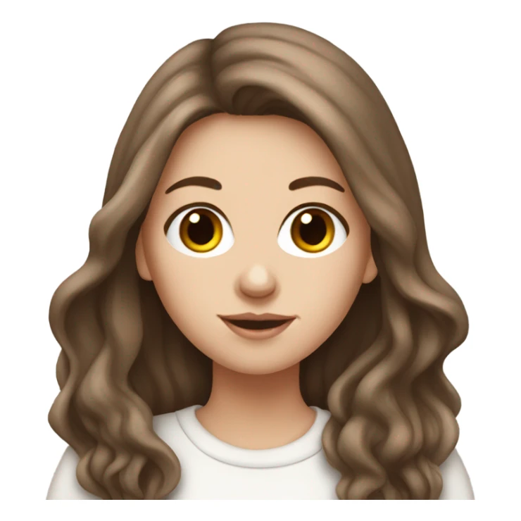 White girl with brown long hair and hot chocolate  sticker