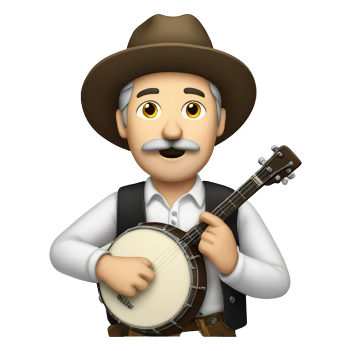 White man with mustache playing the banjo  sticker