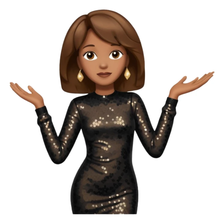 Whitney Houston with brown hair, black sequin long sleeve dress sticker