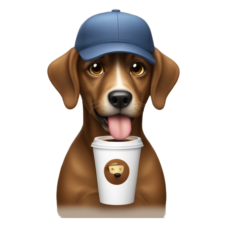 Dog wearing a cap and drink coffee sticker