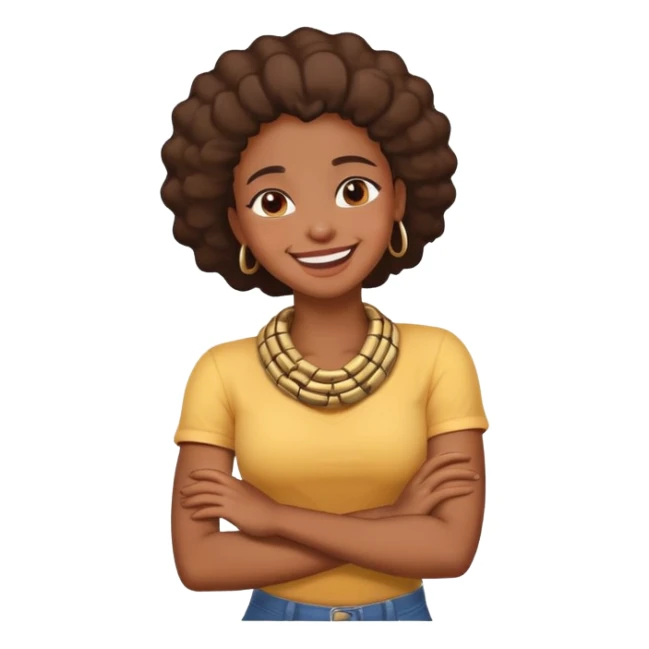 black girl arms crossed hold neck laughing  sticker