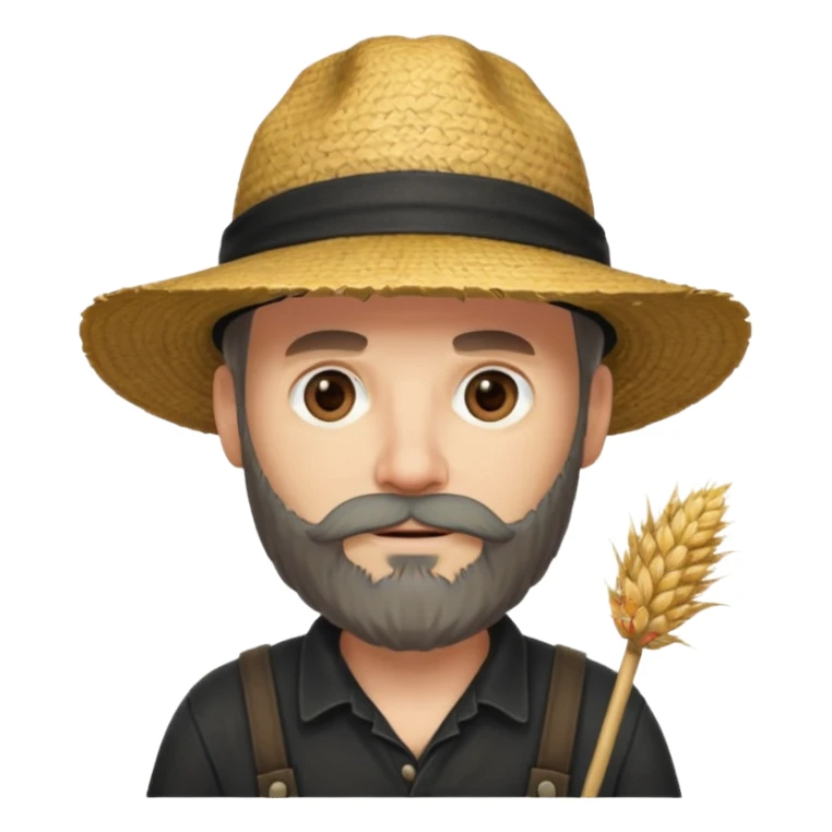 Puritan farmer male middle age with beard black clothes straw hat sticker