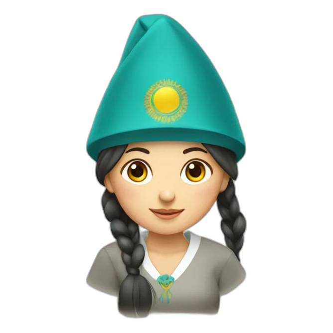 kazakh girl with kazakh national hat sticker