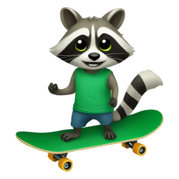 The Raccoon on a green skateboard sticker