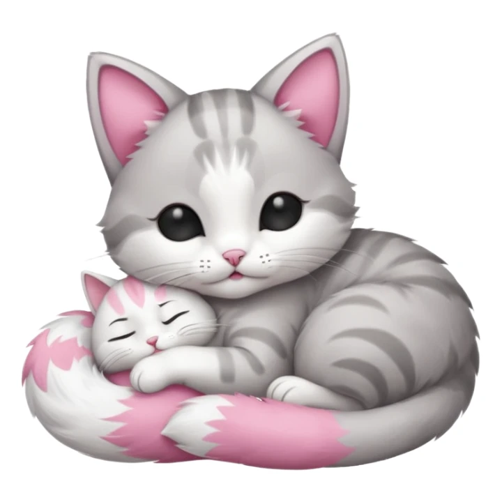 1 grey and white small cat with its eyes closed lying down leaning on his elbow with his paw curled under his head holding it up sticker