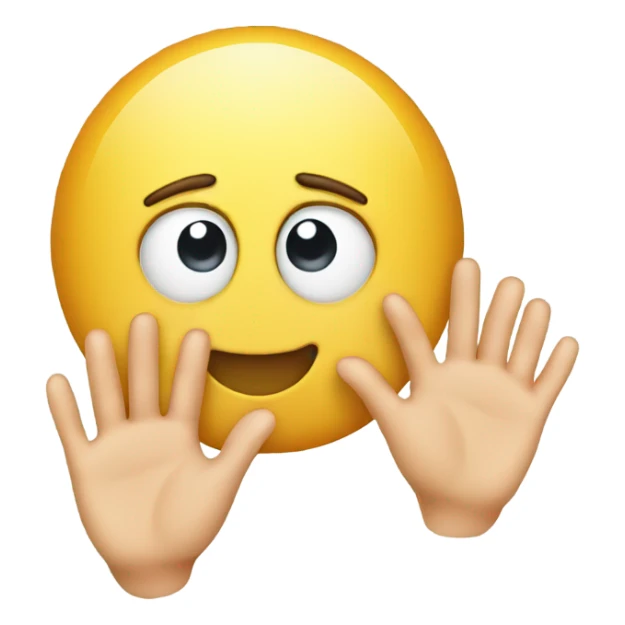 Emoji with watery eyes and hands together looking up sticker