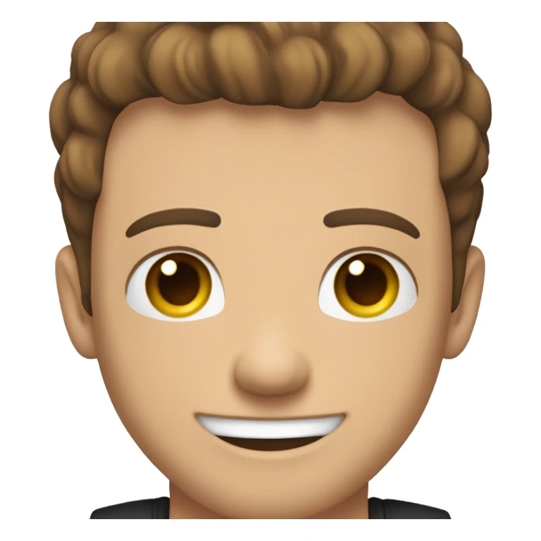  white Young man, with a really dark brown short crew cut, and a faded beard, smiling really happy, and muscular but with a black t shirt on sticker