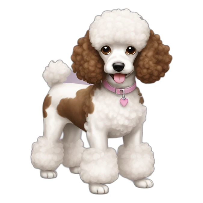 Dog french poodle brown AND white sticker