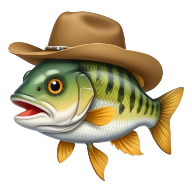 Bass fish wearing a cowboy hat sticker