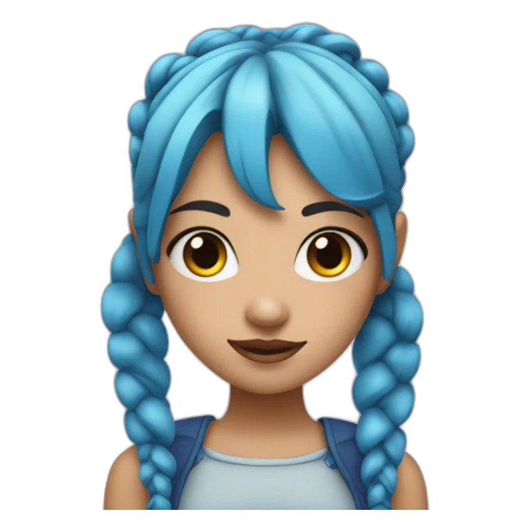 A singer girl with blue hair and pigtails sticker
