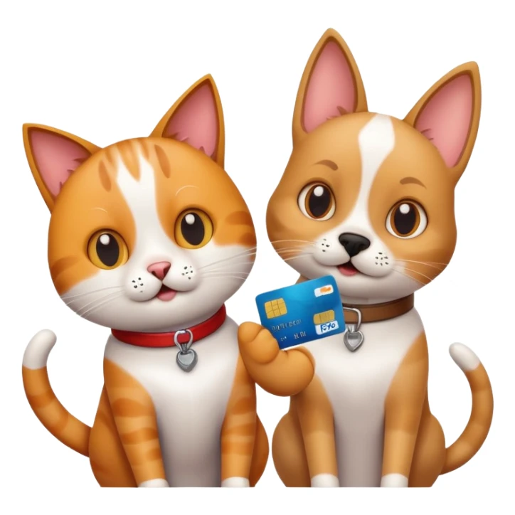A cat and a dog ordered online the credit card in my hand sticker