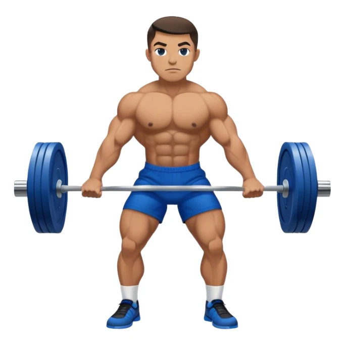 powerlifter with blue shorts perfoming deadlift sticker