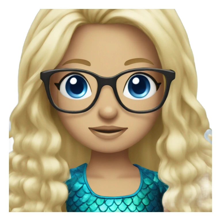 Mermaid blonde  and blue eyes wearing glasses  sticker