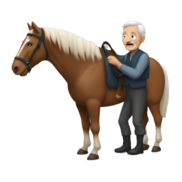 Old man holding horse wip sticker