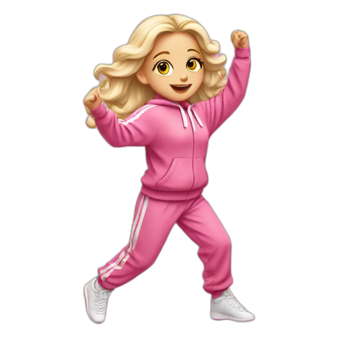 dancing-white-fair-haired-girl-pink-oversize-tracksuit sticker