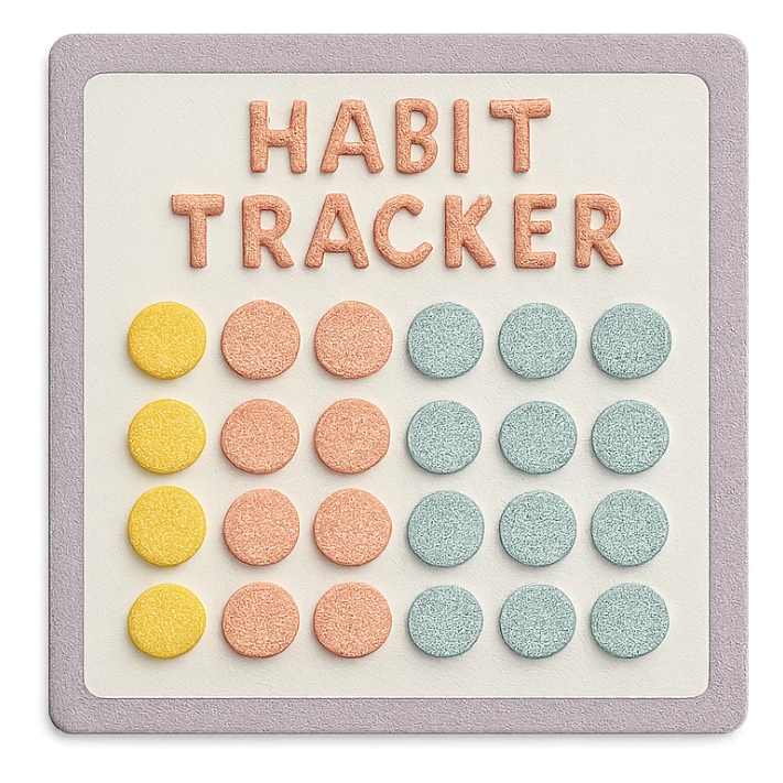 soft pastel gentle habit tracker grid with delicate dotted lines with a lavender border sticker