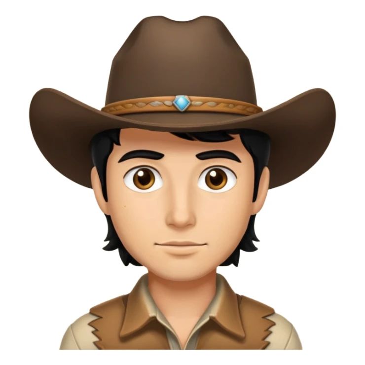 Cowboy with black hair brow eyes sticker