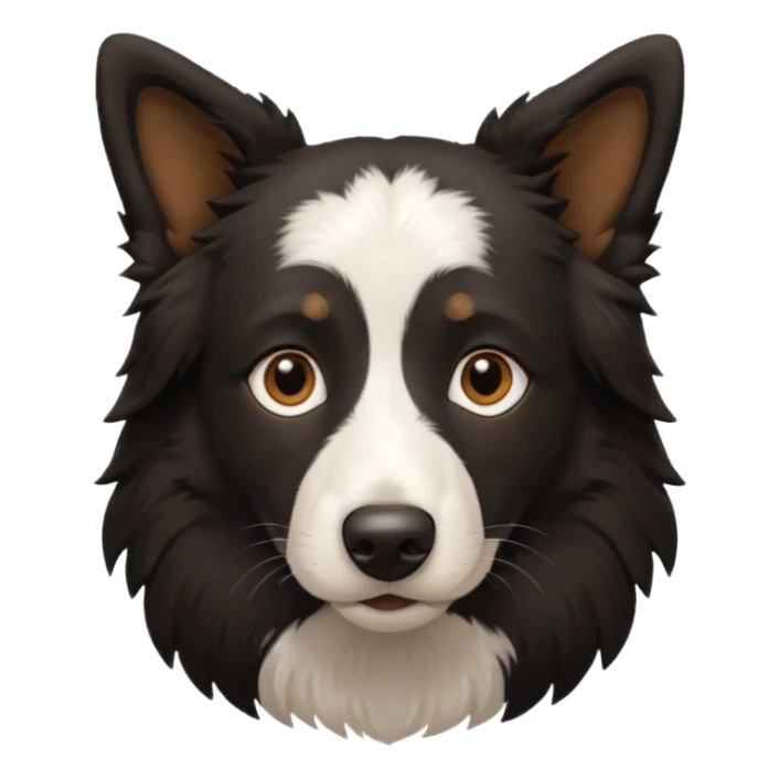 border collie predominantly black fur with brown on the eyebrows and neck, no white fur sticker