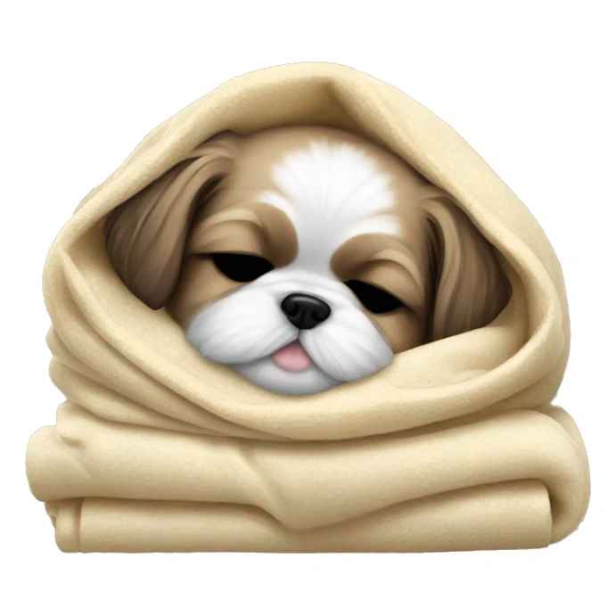 Realistic Shi - tzu puppy sleeping with a blanket sticker