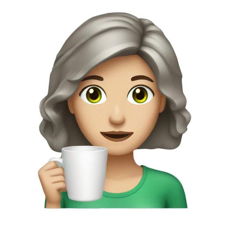 lady with greyish brown hair and green eyes drinking coffee sticker