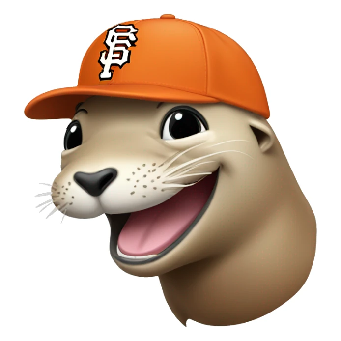 laughing sea lion with a san francisco giants baseball cap  sticker