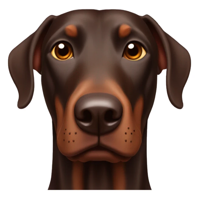 Strong male chocolate Doberman with floppy ears sticker