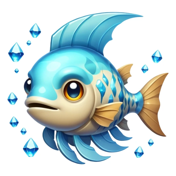 Design a unique elemental sandstone guardian that combines the crystalline rock golem's defensive fortitude with the spectral water serpent's fluid grace, perhaps creating a being with a segmented stone core that flows like water and channels ghostly aquatic energy through embedded gems. glowing like the abyss fish sticker