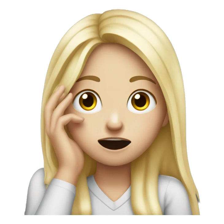confused blonde girl with open mouth and finger on cheek sticker