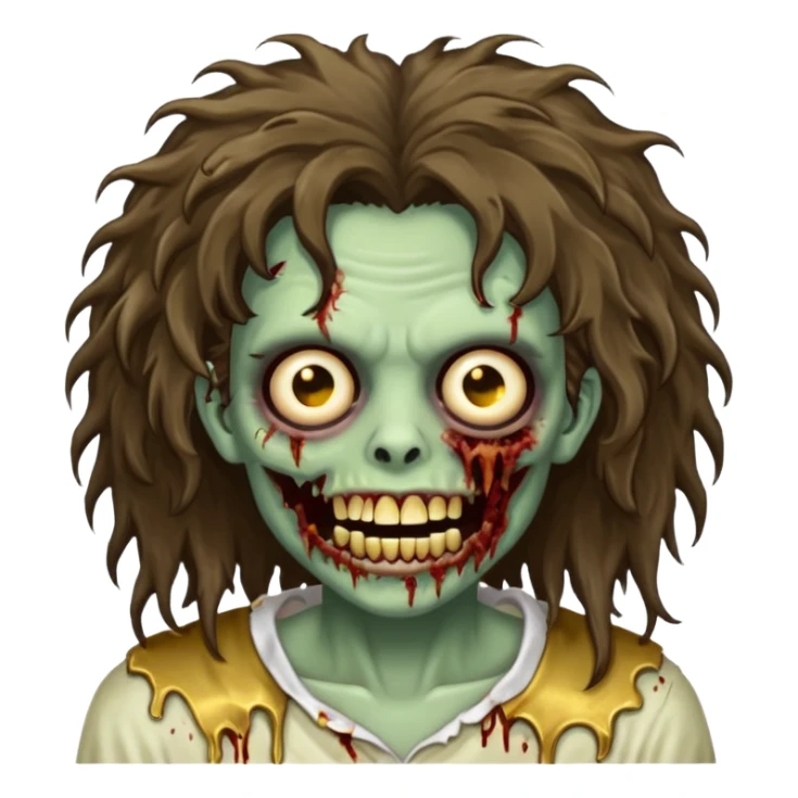 zombie with Brunette fluffy hair and grillz sticker