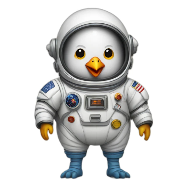 Plump chicken with astronaut outfit and fire feet sticker