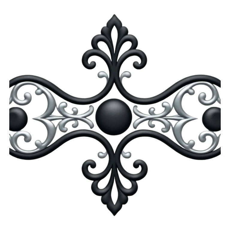Black and silver filigree page divider, 3D, extremely detailed design sticker