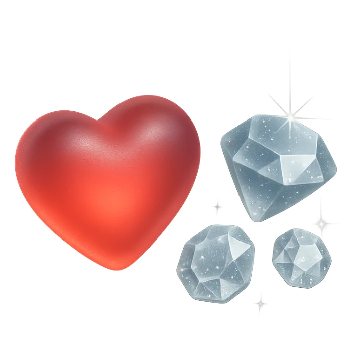 tiny red heart, pastel red enamel, sparkling gems, soft glowing effect, extra glitter accents sticker